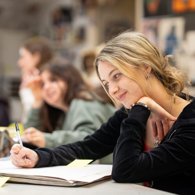 Queen's Gate sixth form girl in art room