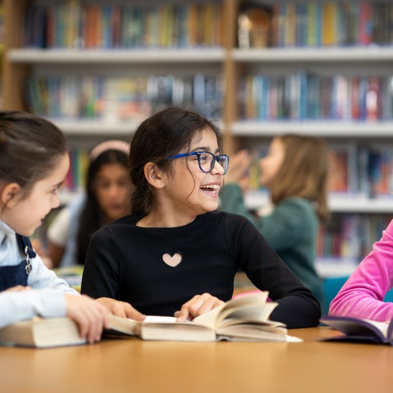 Junior School girls in the library