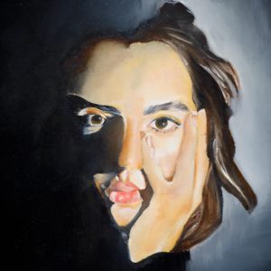 painting of a face with shadows and lighting