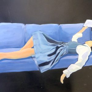 girl reading a book painting