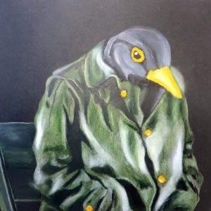 bird in a coat painting