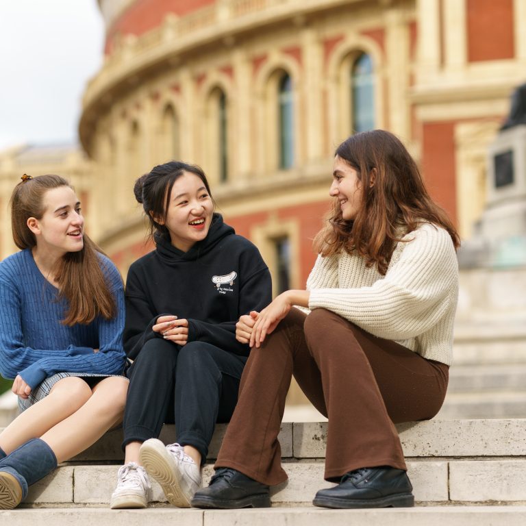 Queen's Gate Sixth form girls outside the Royal Albert Hall