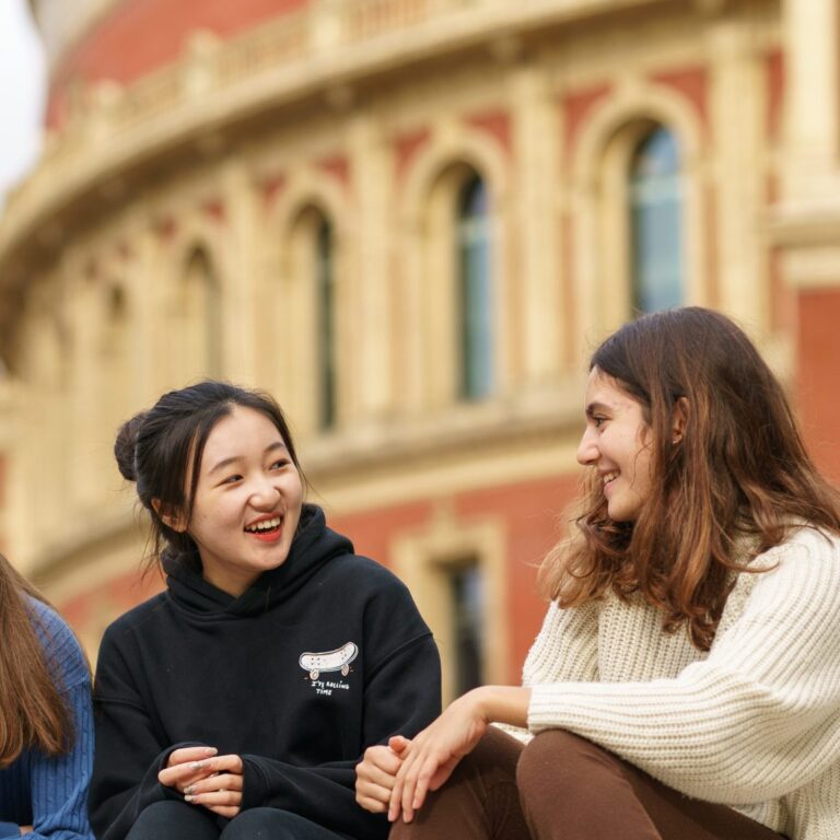 Queen's Gate Sixth form girls outside the Royal Albert Hall