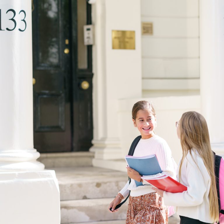 Queen's Gate girls outside the Senior School