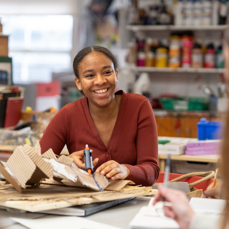 Queen's Gate Sixth form girl in the art room